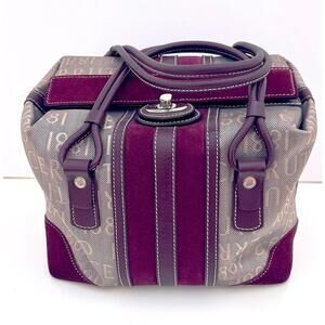 Authentic CERRUTI 1881 Grey & Burgundy Leather Bag